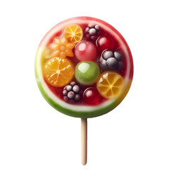 Cold summer fruit lollipop.isolated on white background - obrazy, fototapety, plakaty