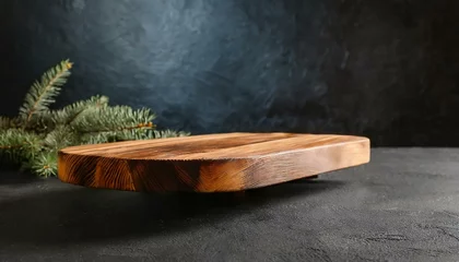 Rolgordijnen Wooden board on dark background  © adobedesigner