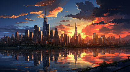 Captivating Urban Vistas: Expansive Skylines, Serene Sunsets, and Vibrant Cityscapes - a Stunning Timelapse Journey, generative AI