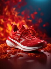 Pair of red sneakers