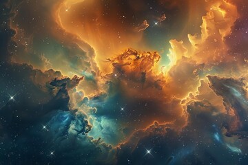 Harmonious swirls of nebula clouds in space Depicting the beauty of the cosmos