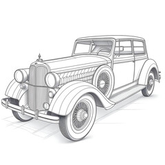 Vintage Classic Cars Coloring Page: Retro Auto Illustrations for Relaxation
