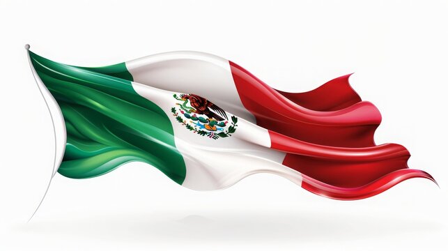 Waving Mexican flag illustration.