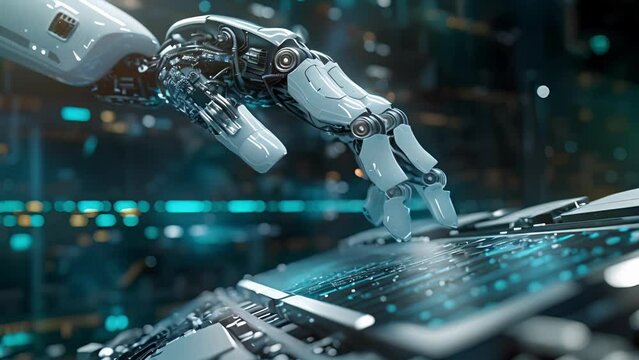 A closeup of a robotic arm diligently sorting through a pile of data showcasing the powerful capabilities of AI in auto the data ysis process.