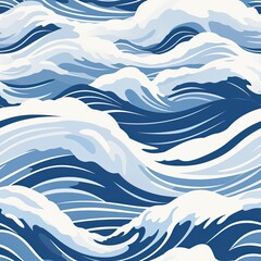 Japanese waves seamless pattern