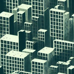 Green skyscrapers seamless pattern