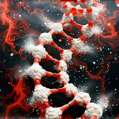 Red DNA Helix, Tile as background and to fill areas in soft colors, ai Generated
