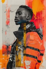 Stark Contrast and Liberation Collage: Androgynous Fashion Meets Abstract Expressionist Art