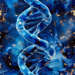 Blue DNA Helix, Tile as background and to fill areas in soft colors, ai Generated