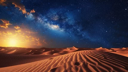 Foto op Plexiglas A beautiful desert at night under the starry sky © NeuroSky