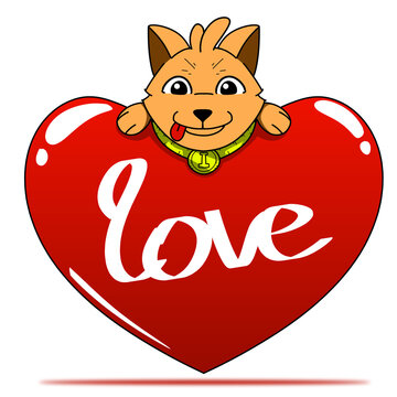 Puppy and heart shaped pillow