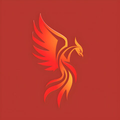 A logo illustration of a phoenix against a fiery red backdrop. Created with generative AI.