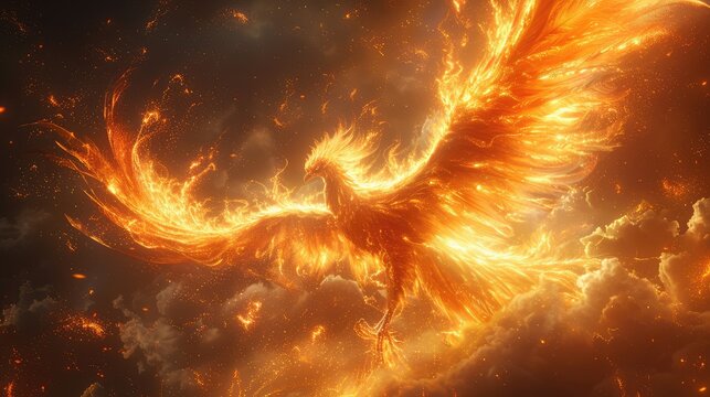 Phoenix was covered in flames, AI generated Image