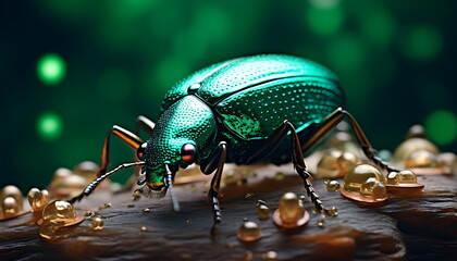 Fototapeta premium a blue colored bug in dark lighting, generative ai