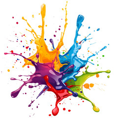 Colorful paint splashes on transparent background - Ai generated