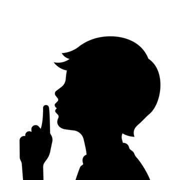 recommend clip art: Boy silence silhouette vector isolated on white background.