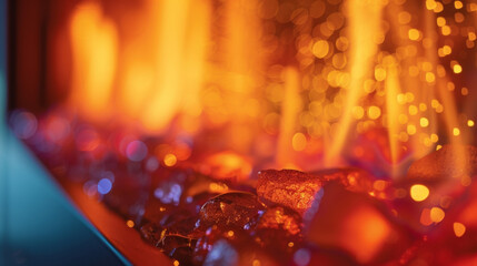 An upclose view of the realistic flames gently flickering and creating a warm and inviting atmosphere in any room.