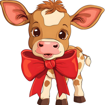 Cow bow Buffalo sticker style on transparent background - Ai generated