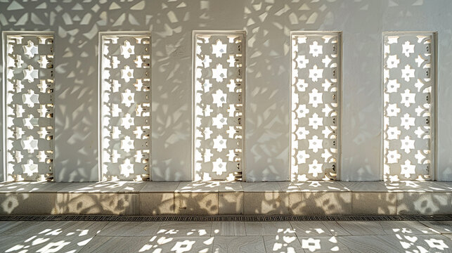 Efeito de luz e sombra para fotografia, ornamentos geométricos, para janela, sombra, fundo branco