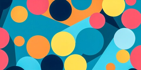 Vibrant Abstraction: Flat 2D Art Featuring Abstract Colorful Shapes