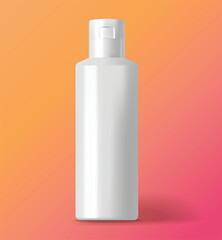 Realistic white bottle cosmetics isolated on gradient background vector