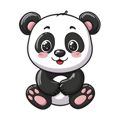 Fototapeta premium Cute panda with hearts sticker style on transparent background - Ai generated