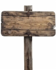 Wooden signpost on white background