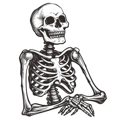 Human skeleton sticker style transparent background - Ai Generated