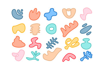 Editable collection of abstract vector shapes. DIY graphic kit to create your own aesthetic art and design. Use on printable product, presentation, infographics, content, publication, packaging, UI