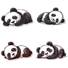 Sleeping little Panda sticker style transparent background - Ai Generated
