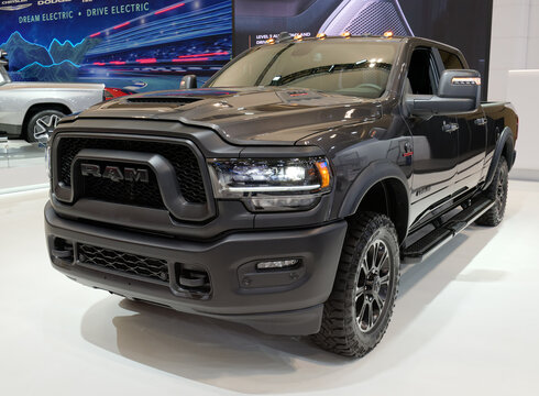 TORONTO-FEBRUARY 15, 2024: Chrysler Dodge RAM 2500 Rebel 4X4 at the 2024 Canadian International Auto Show in Toronto