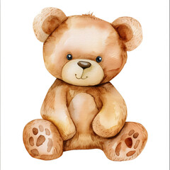 Watercolor teddy Bear sticker style on transparent background - Ai Generated
