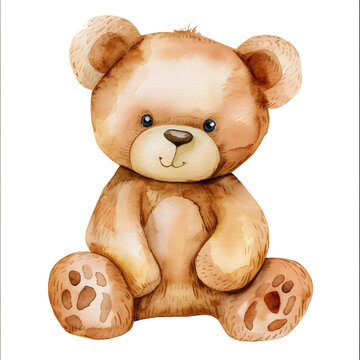 Naklejki Watercolor teddy Bear sticker style on transparent background - Ai Generated
