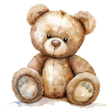 Naklejki Watercolor teddy Bear sticker style on transparent background - Ai Generated