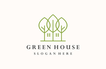 green house logo real estate nature symbol - obrazy, fototapety, plakaty