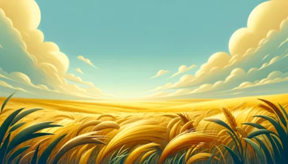Poster Warm and inviting rural grassland scene, a classic visual for storybook imagination. Generative AI. © Baria