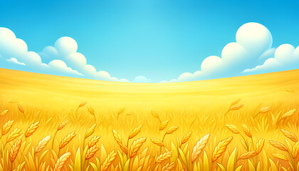 Enchanted yellow grassland drawing, evoking fairytale dreams and adventures. Generative AI.
