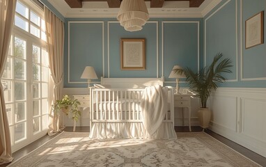 Interior of modern baby room.