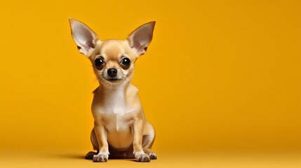 Chihuahua dog on a one color background, copy space - generative ai