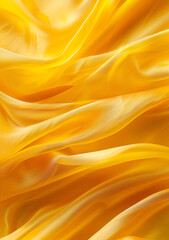 Fototapeta premium Golden Satin Waves - Luxurious Textured Fabric, Vibrant Yellow Elegance, Abstract Background Concept