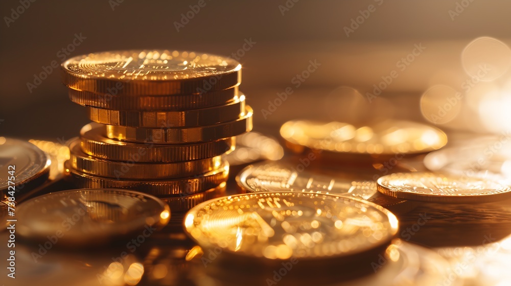 Aufkleber stack of money coin with trading graph, financial investment concept use for background : generative