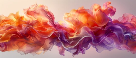 Vivid Silk Flow - Dynamic Abstract in Warm Sunset and Cool Lavender Hues