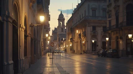 Cercles muraux Europe méditerranéenne Syracuse Italy cityscape and street scene at twilight : Generative AI