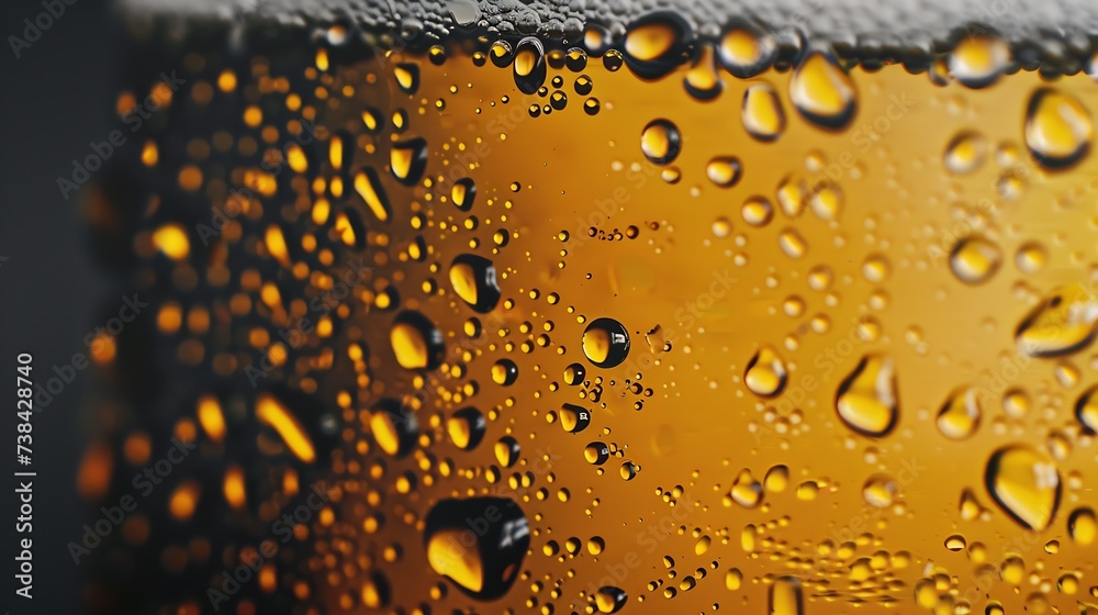 Poster beer cold craft light beer in a glass with water drops pint of beer close up isolated on black color