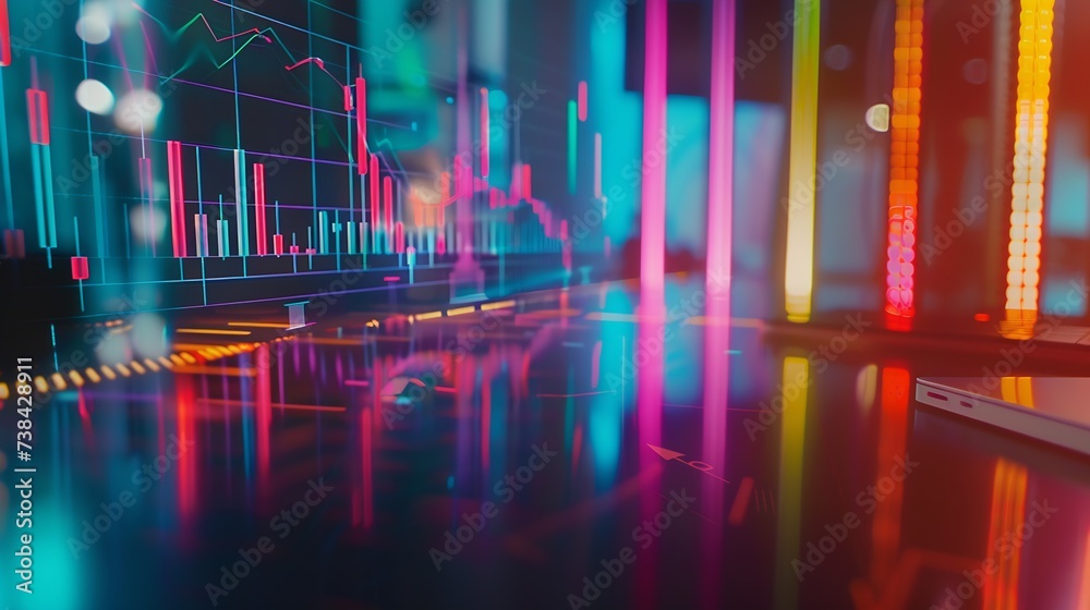Leinwandbilder forex graph hologram on table with computer background. multi exposure. concept of financial markets