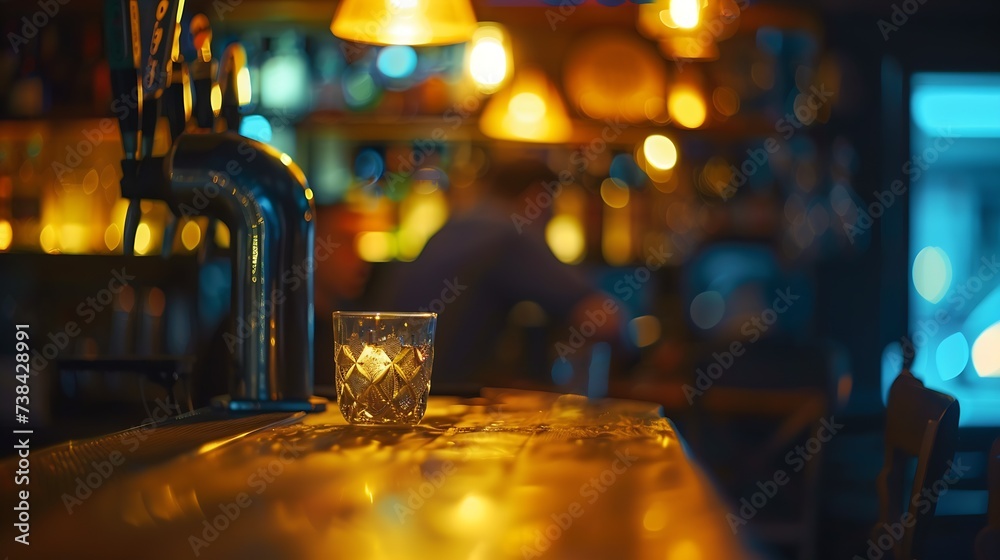 Poster blurred background people in the bar : generative ai