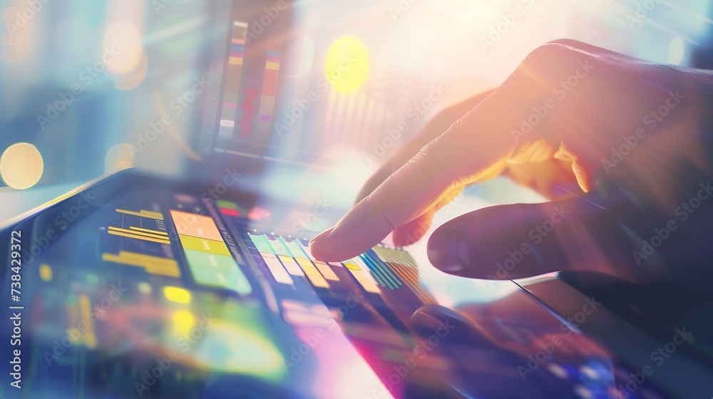 Poster Intelligence (BI) and business analytics (BA) with key performance indicators (KPI) dashboard concept.Website designer working digital tablet and smart phone. : Generative AI