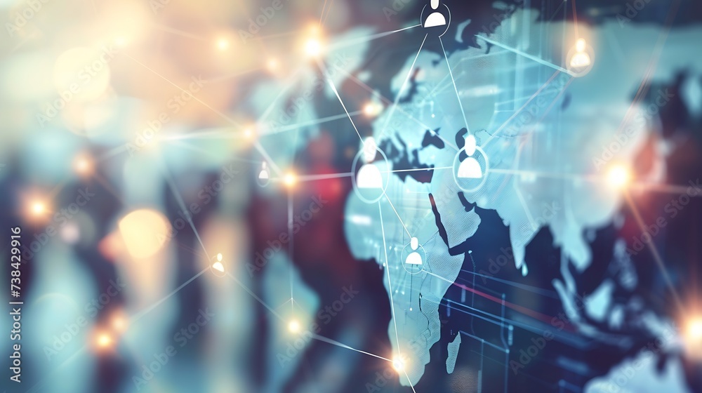 Poster digital technology, global business network connection, data analysis, social media marketing, digit