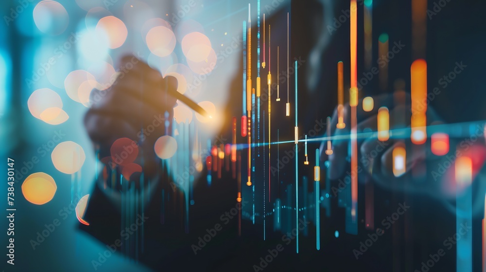 Poster businessman draw growth graph analysing stock market profit on global business investment. banking, 