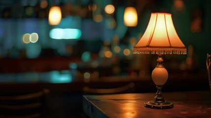 vintage lamps with blurred liquor bar : Generative AI